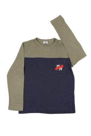 Kaki-donkerblauwe longsleeve - CKS - 128