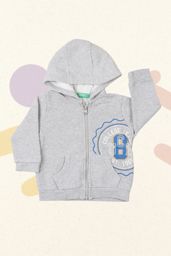 Grijze hoodiesweater - Benetton - 80