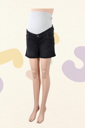 Zwarte jeansshort - Mamalicious - S