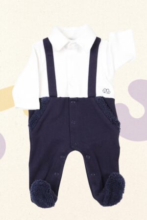 Wit-donkerblauw boxpakje - Natini - 56