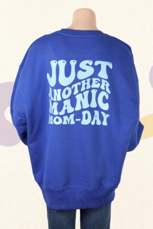 Hoogblauwe sweater backprint - L