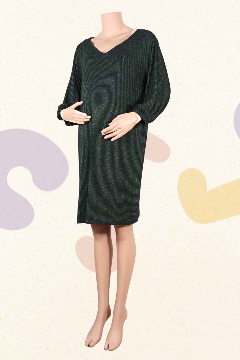 Zwart-groene jurk - Fragile - XL
