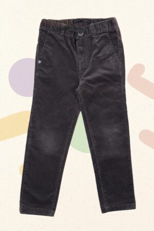 Donkergrijze broek ribfluweel - IKKS - 104
